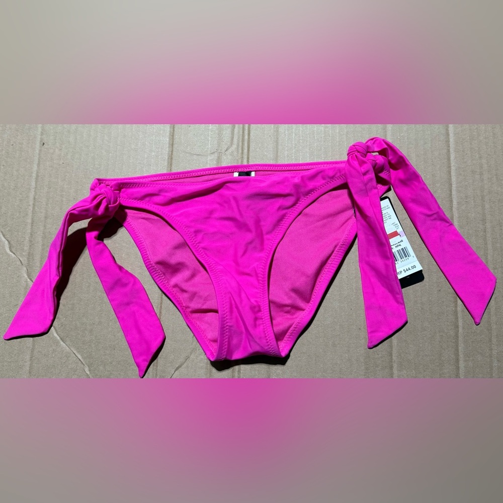 Women’s ABS Allen Schwartz Size 6 Swim Bikini Bottom Hot Pink Adjustable NWT